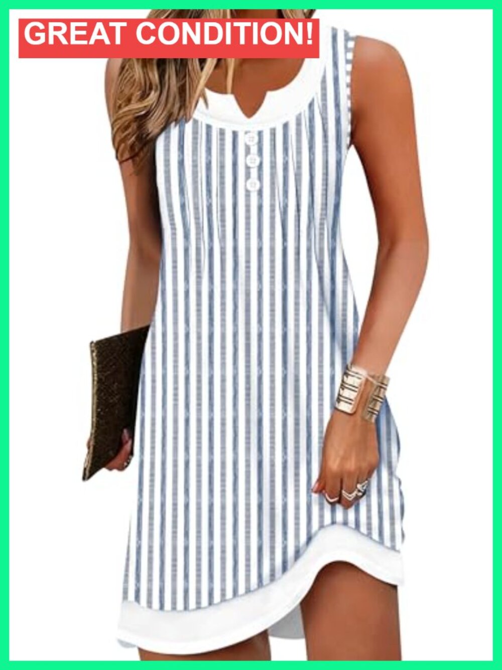 Sleeveless Button Down Sundress Summer Beach Coverup Casual Loose Fit
